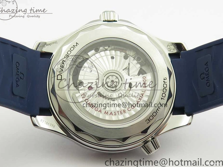 0406 StreetReady 2018 Seamaster Diver 300M VSF 1:1 Best Edition Blue Ceramic Gray Dial on Blue Rubber Strap A8800 V2 (Black Balance Wheel) 7963